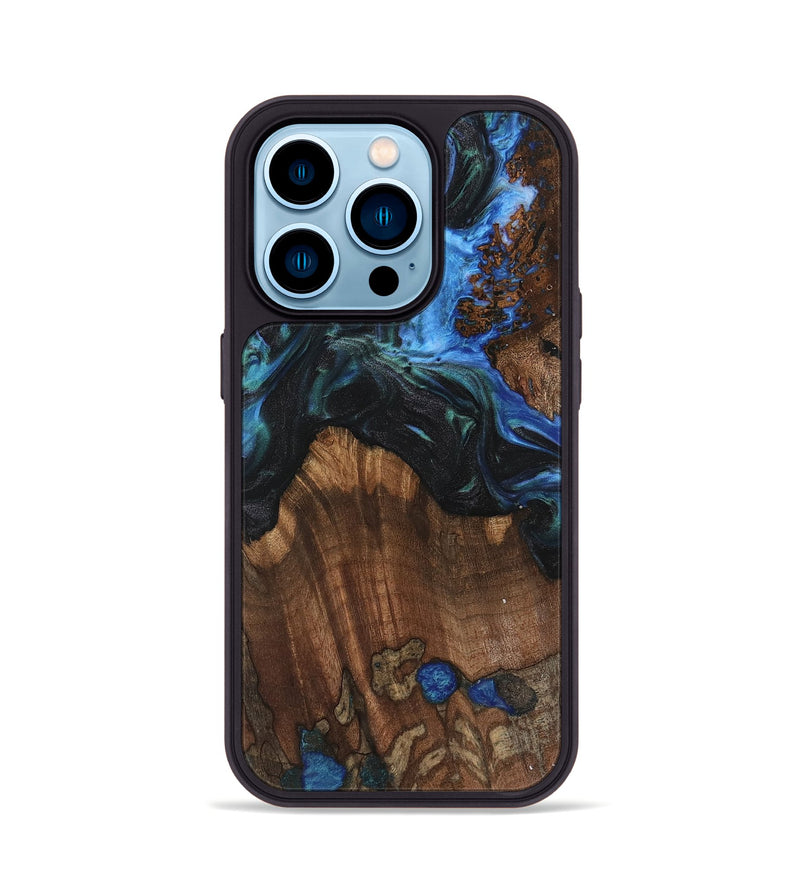 iPhone 14 Pro Wood Phone Case - Nolia (Blue, 742015)