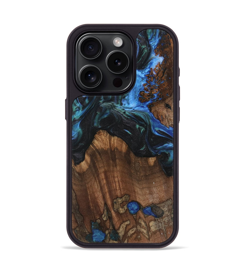 iPhone 15 Pro Wood Phone Case - Nolia (Blue, 742015)