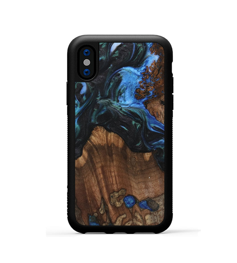 iPhone Xs Wood Phone Case - Nolia (Blue, 742015)