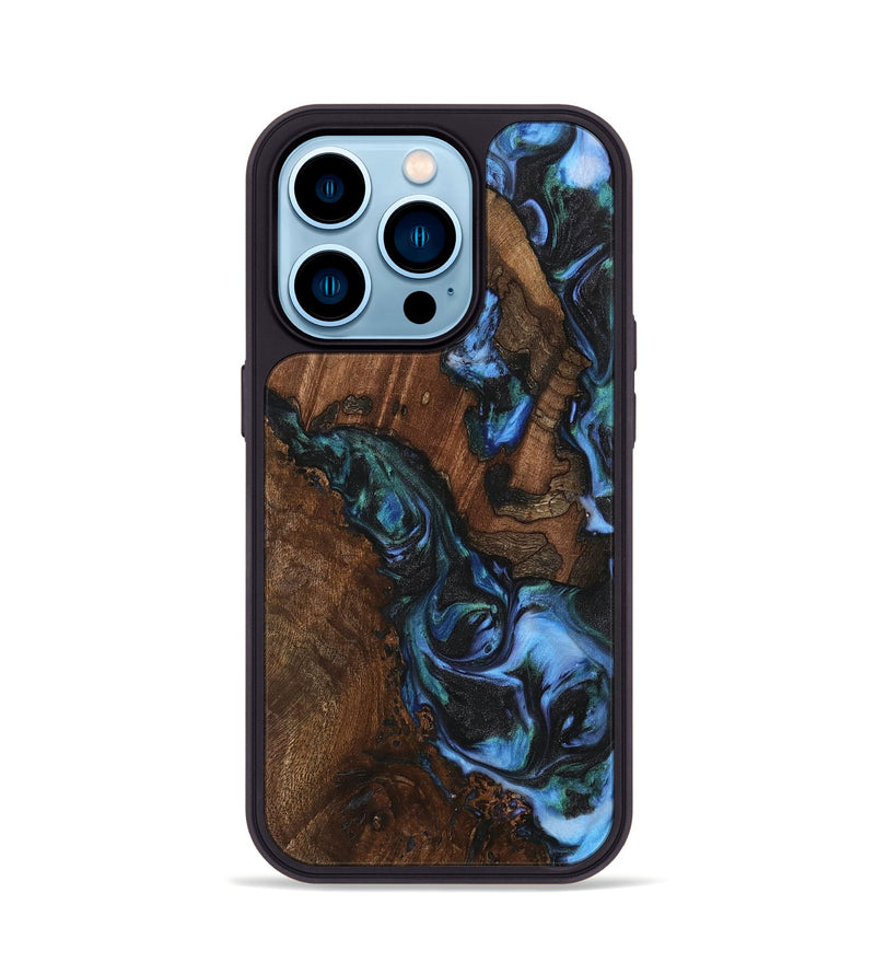 iPhone 14 Pro Wood Phone Case - Teddi (Blue, 742016)