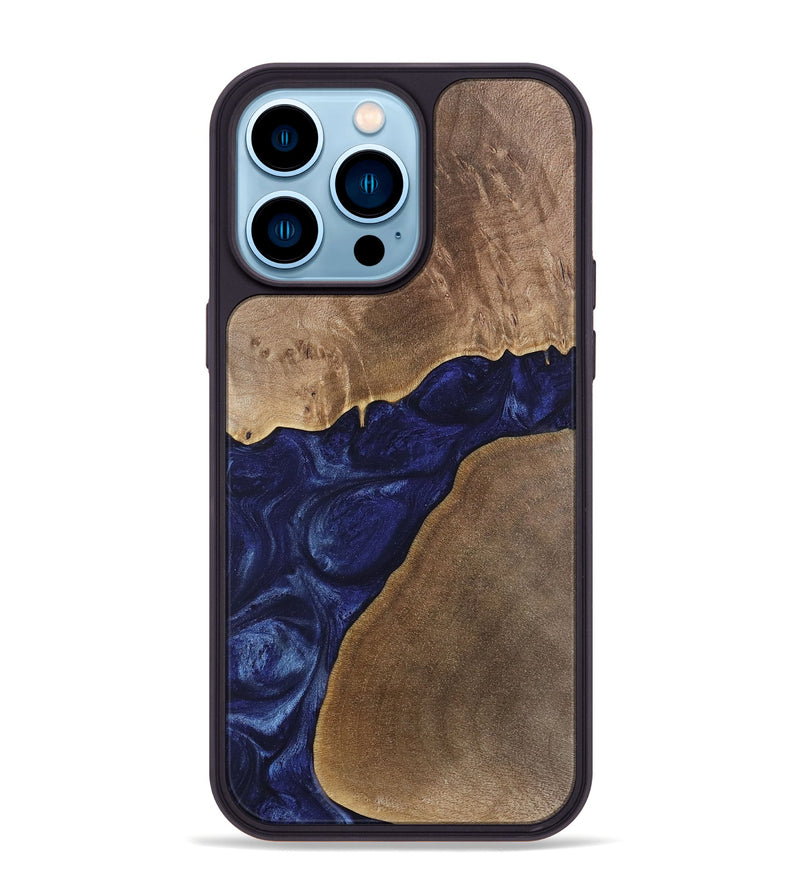 iPhone 14 Pro Max Wood Phone Case - Janetta (Blue, 742018)