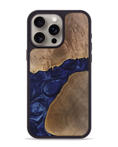 iPhone 15 Pro Max Wood Phone Case - Janetta (Blue, 742018)