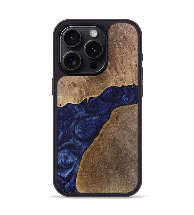 iPhone 15 Pro Wood Phone Case - Janetta (Blue, 742018)