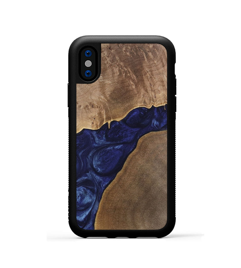 iPhone Xs Wood Phone Case - Janetta (Blue, 742018)