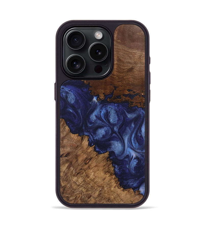 iPhone 15 Pro Wood Phone Case - Wright (Blue, 742020)