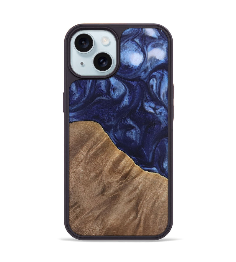 iPhone 15 Wood Phone Case - Kirbie (Blue, 742021)