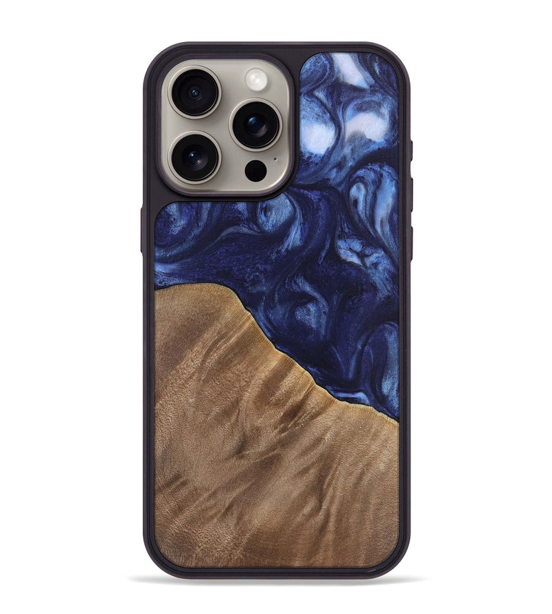 iPhone 15 Pro Max Wood Phone Case - Kirbie (Blue, 742021)