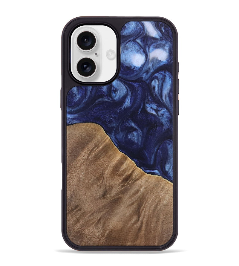 iPhone 16 Plus Wood Phone Case - Kirbie (Blue, 742021)