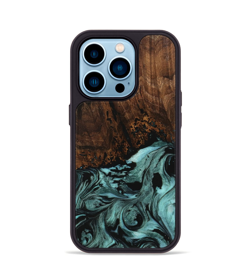 iPhone 14 Pro Wood Phone Case - Sally (Green, 742023)