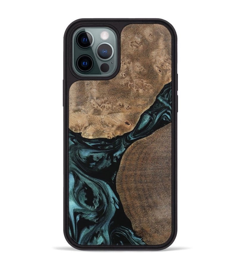 iPhone 12 Pro Max Wood Phone Case - Destini (Green, 742026)