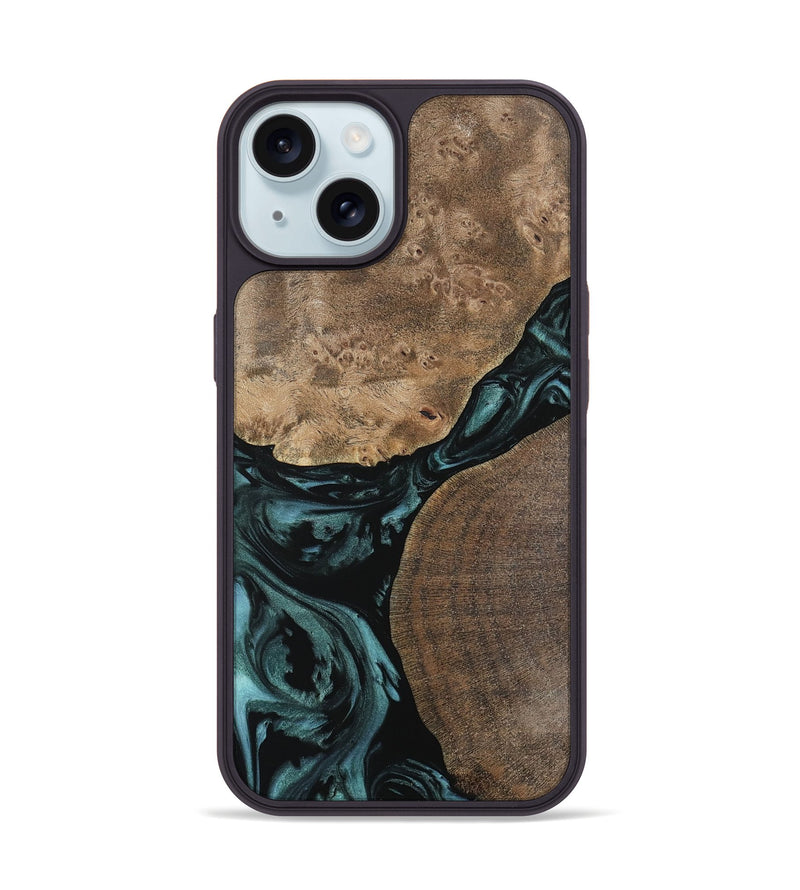 iPhone 15 Wood Phone Case - Destini (Green, 742026)