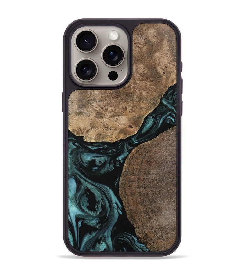 iPhone 15 Pro Max Wood Phone Case - Destini (Green, 742026)