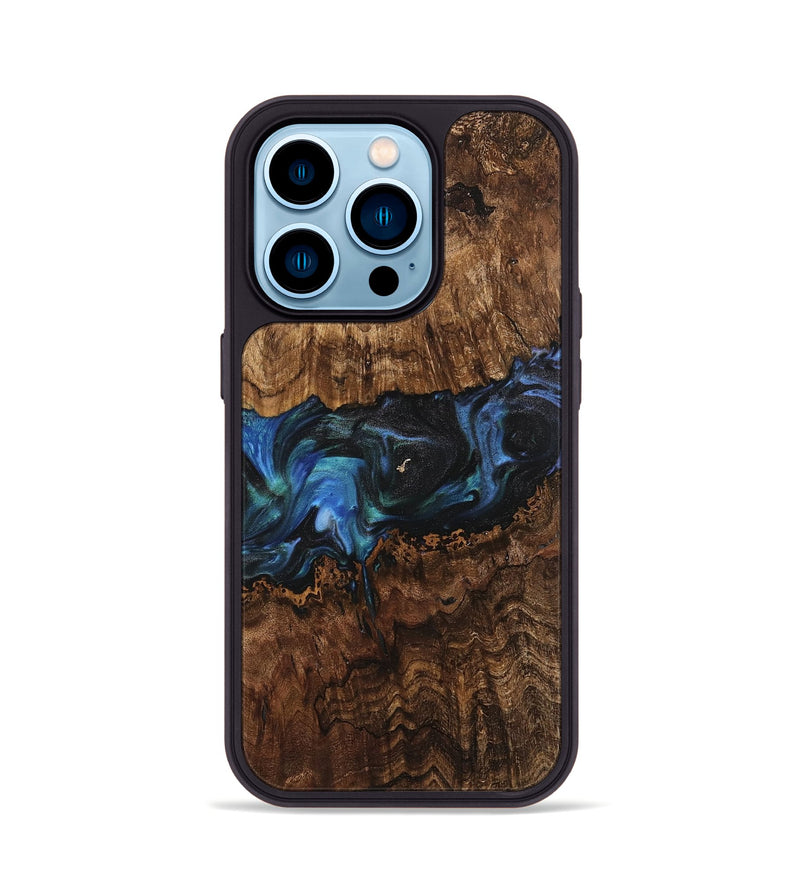 iPhone 14 Pro Wood Phone Case - Cass (Blue, 742030)