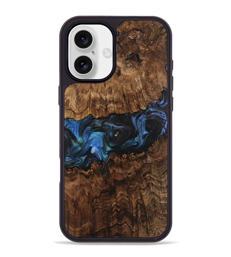 iPhone 16 Plus Wood Phone Case - Cass (Blue, 742030)