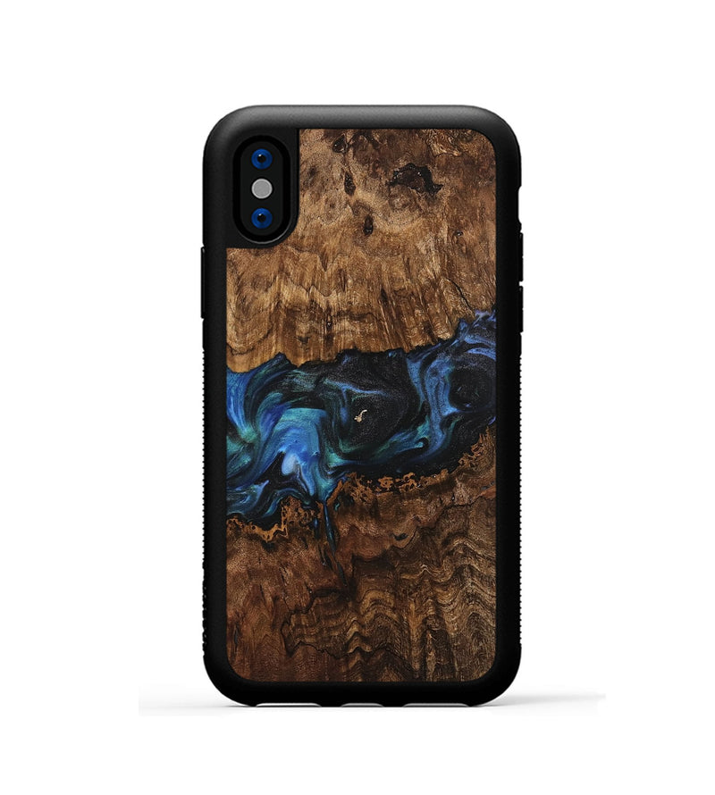 iPhone Xs Wood Phone Case - Cass (Blue, 742030)