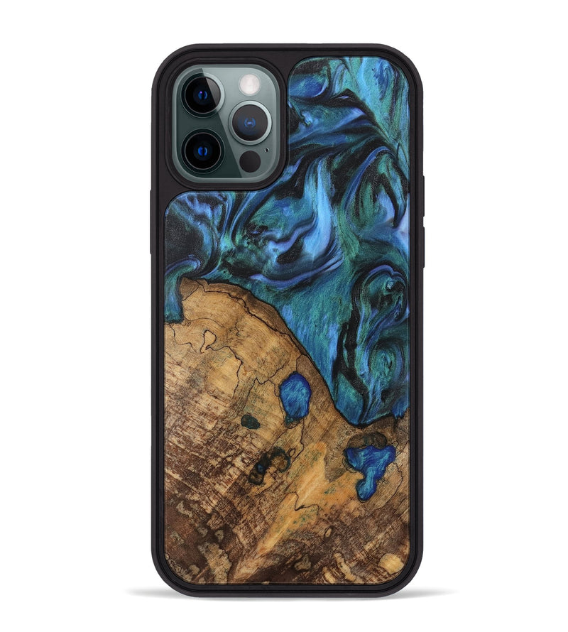 iPhone 12 Pro Max Wood Phone Case - Oralee (Blue, 742050)