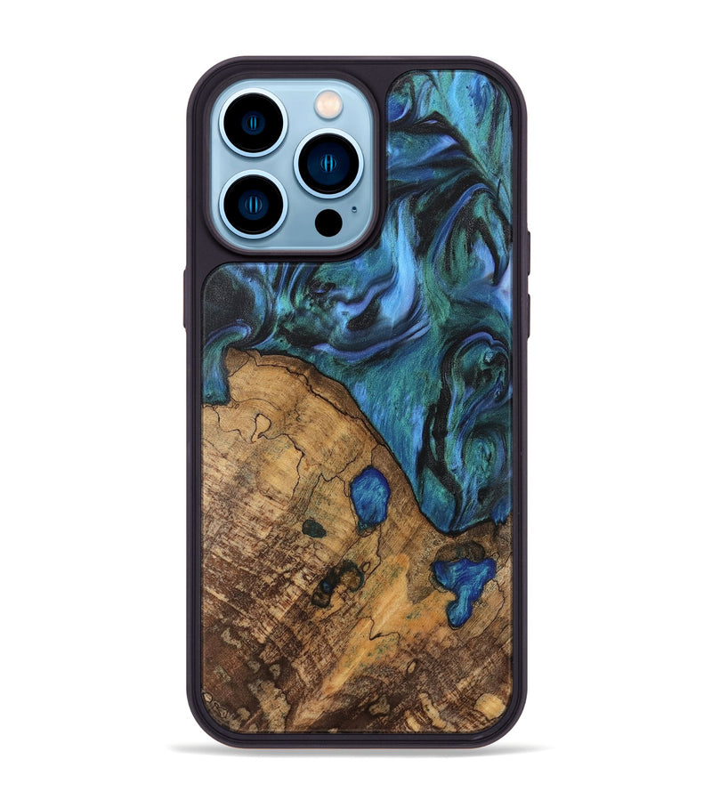 iPhone 14 Pro Max Wood Phone Case - Oralee (Blue, 742050)