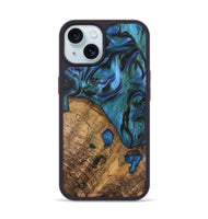 iPhone 15 Wood Phone Case - Oralee (Blue, 742050)