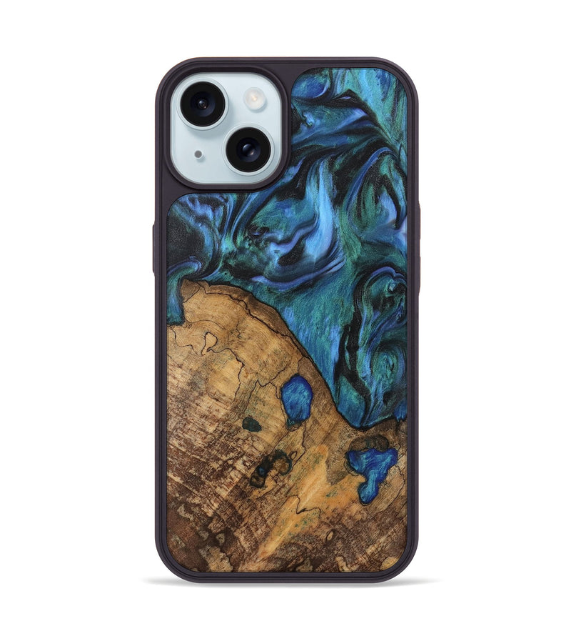 iPhone 15 Wood Phone Case - Oralee (Blue, 742050)