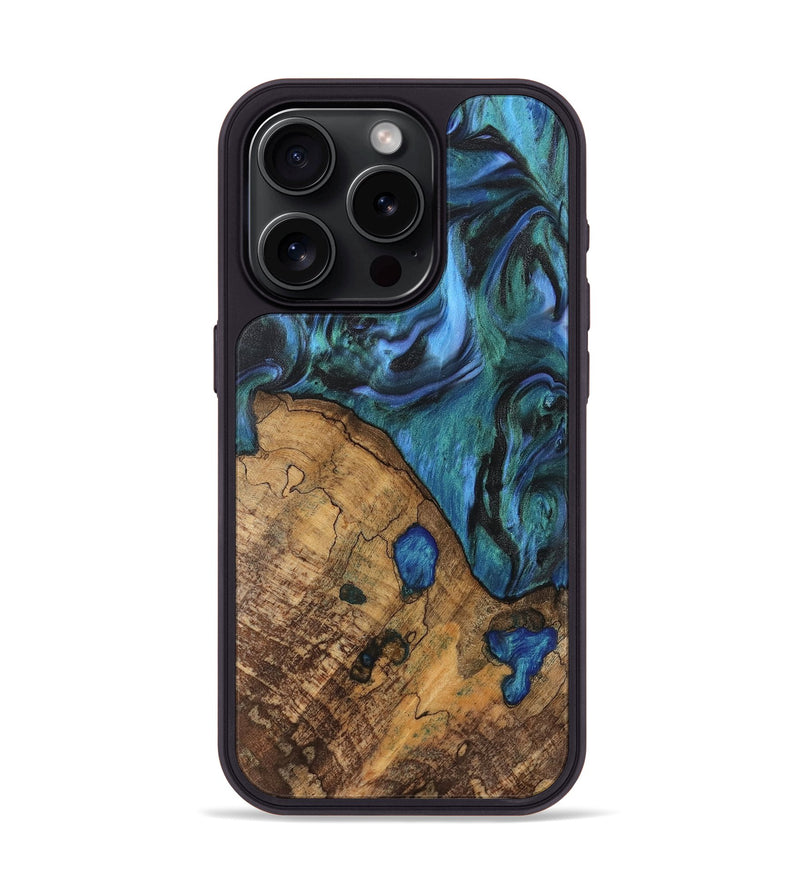 iPhone 15 Pro Wood Phone Case - Oralee (Blue, 742050)