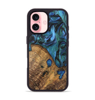 iPhone 16 Wood Phone Case - Oralee (Blue, 742050)