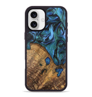 iPhone 16 Plus Wood Phone Case - Oralee (Blue, 742050)