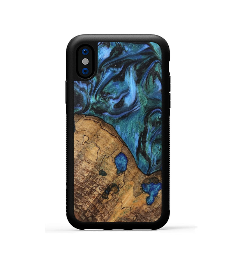 iPhone Xs Wood Phone Case - Oralee (Blue, 742050)