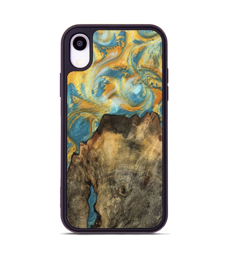 iPhone Xr Wood Phone Case - Elvin (Teal & Gold, 742187)