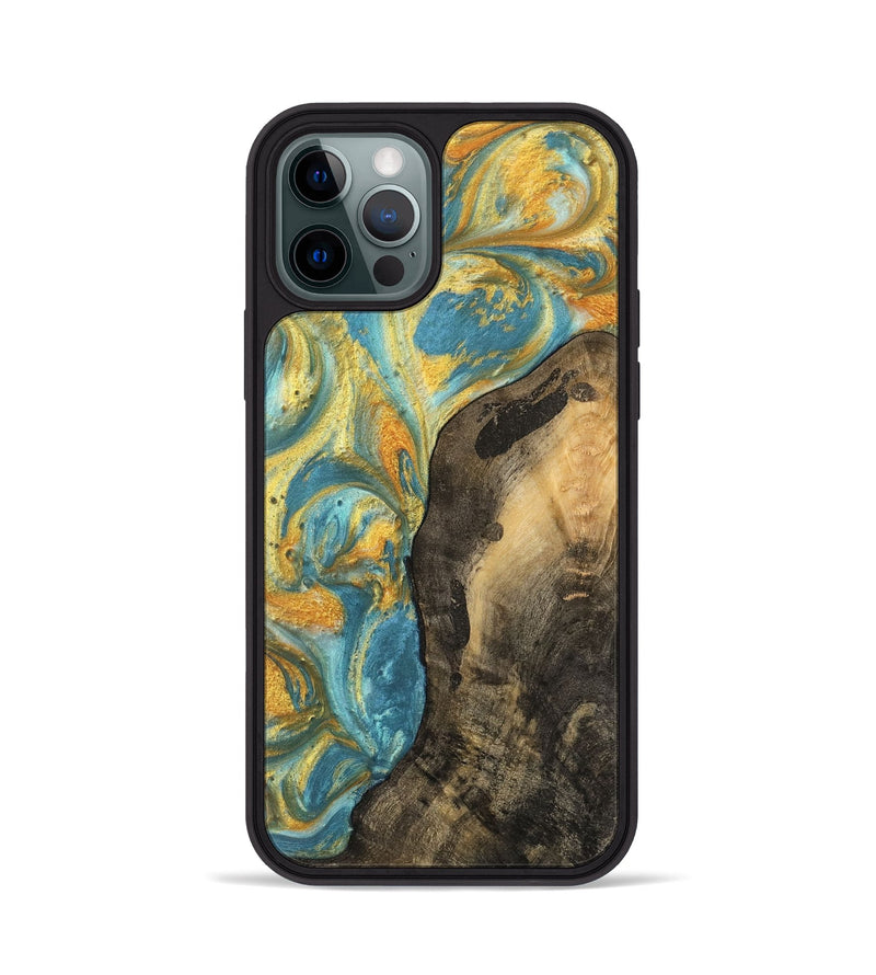 iPhone 12 Pro Wood Phone Case - Kellen (Teal & Gold, 742188)