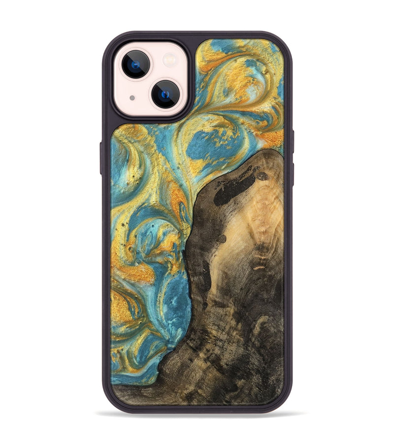 iPhone 14 Plus Wood Phone Case - Kellen (Teal & Gold, 742188)