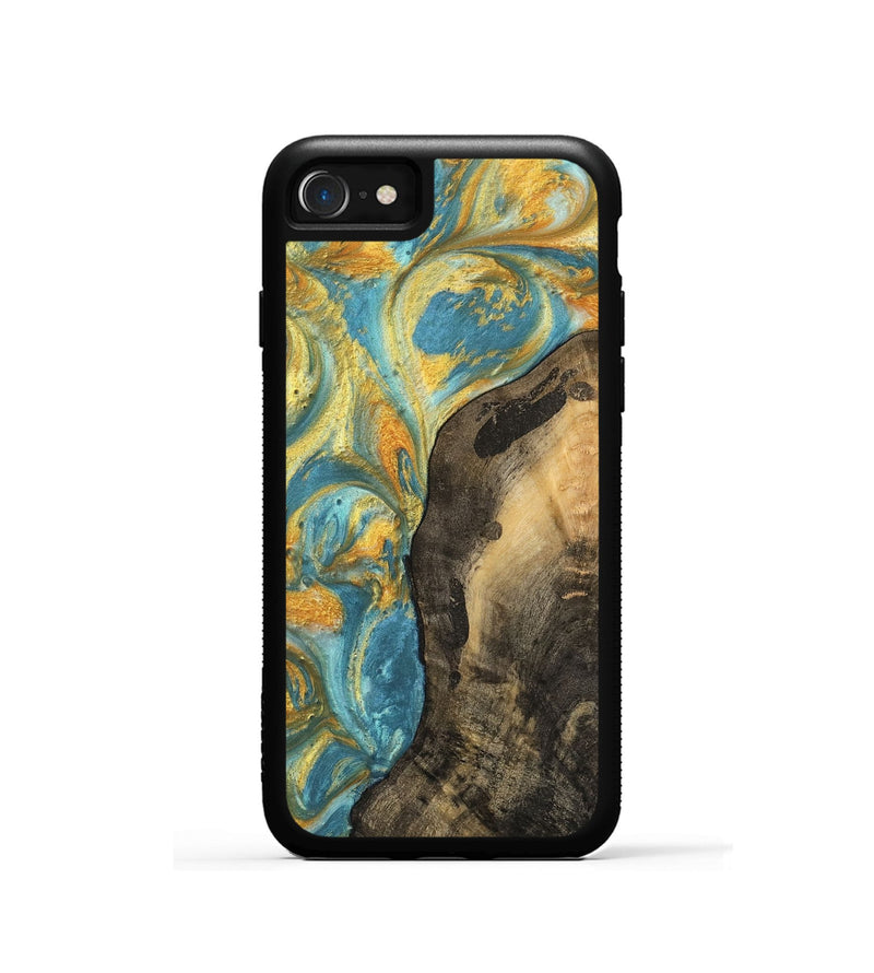 iPhone SE Wood Phone Case - Kellen (Teal & Gold, 742188)