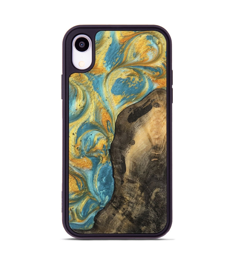 iPhone Xr Wood Phone Case - Kellen (Teal & Gold, 742188)