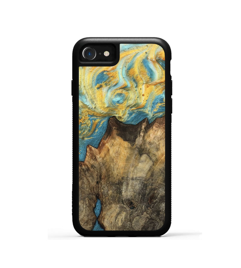 iPhone SE Wood Phone Case - Lauryn (Teal & Gold, 742191)