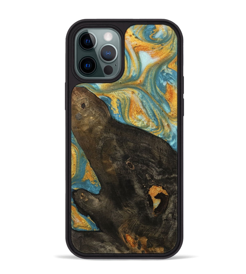 iPhone 12 Pro Max Wood Phone Case - Adrie (Teal & Gold, 742198)