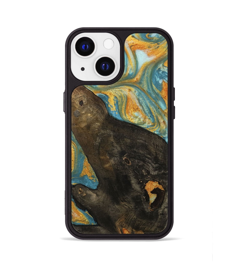 iPhone 13 Wood Phone Case - Adrie (Teal & Gold, 742198)