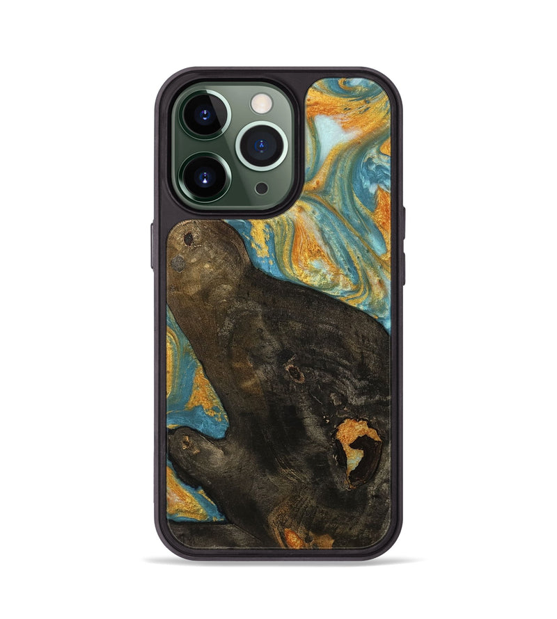 iPhone 13 Pro Wood Phone Case - Adrie (Teal & Gold, 742198)