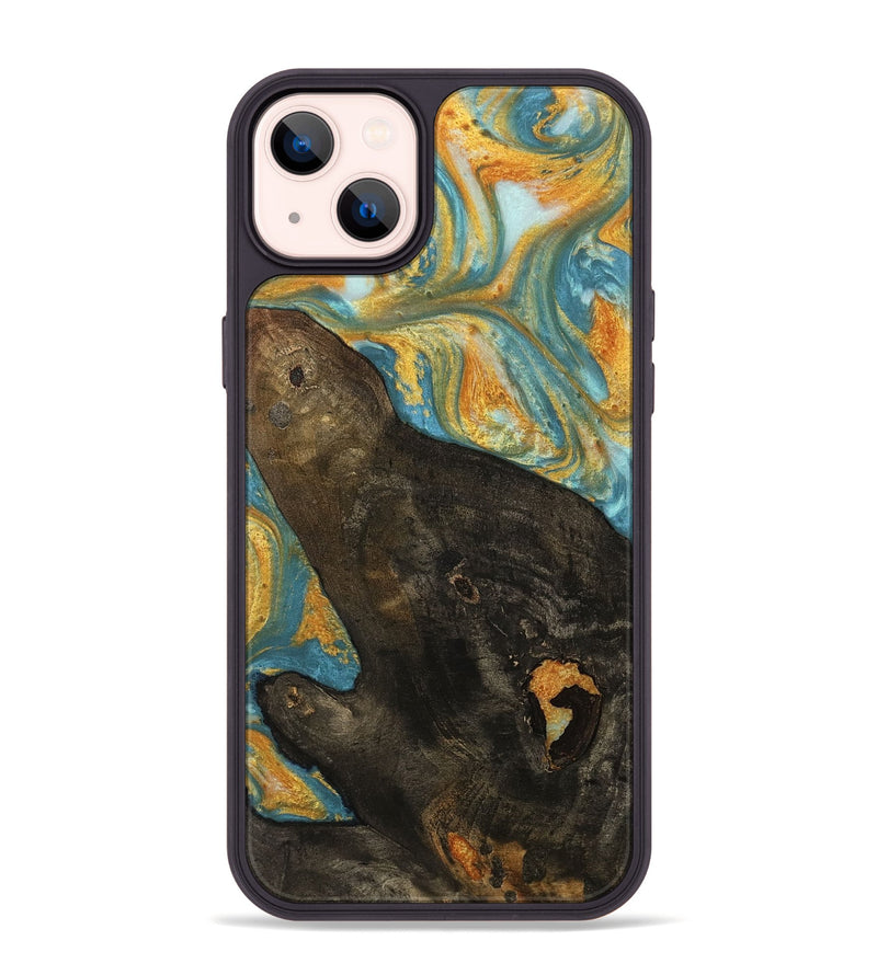 iPhone 14 Plus Wood Phone Case - Adrie (Teal & Gold, 742198)