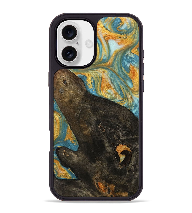 iPhone 16 Plus Wood Phone Case - Adrie (Teal & Gold, 742198)