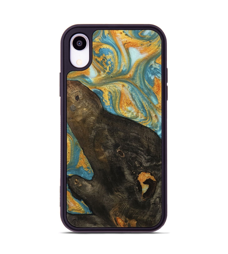 iPhone Xr Wood Phone Case - Adrie (Teal & Gold, 742198)