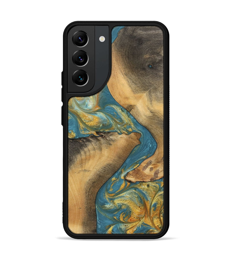 Galaxy S22 Plus Wood Phone Case - Trude (Teal & Gold, 742199)