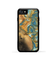 iPhone SE Wood Phone Case - Alzina (Teal & Gold, 742206)