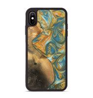 iPhone Xs Max Wood Phone Case - Alzina (Teal & Gold, 742206)