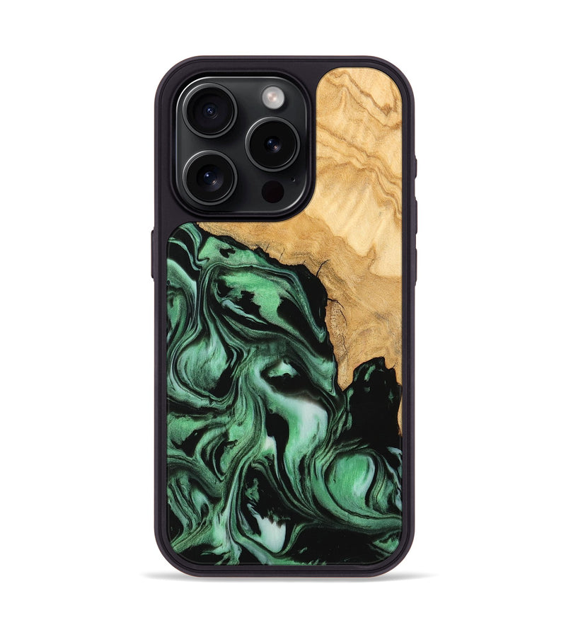 iPhone 15 Pro Wood Phone Case - Zdenka (Green, 742215)