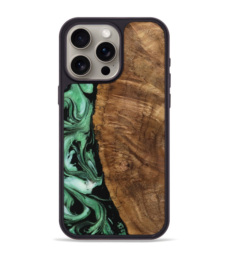 iPhone 15 Pro Max Wood Phone Case - Namon (Green, 742216)