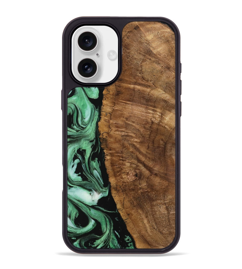 iPhone 16 Plus Wood Phone Case - Namon (Green, 742216)