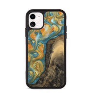 iPhone 11 Wood Phone Case - Dorreen (Teal & Gold, 742221)