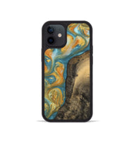 iPhone 12 mini Wood Phone Case - Dorreen (Teal & Gold, 742221)