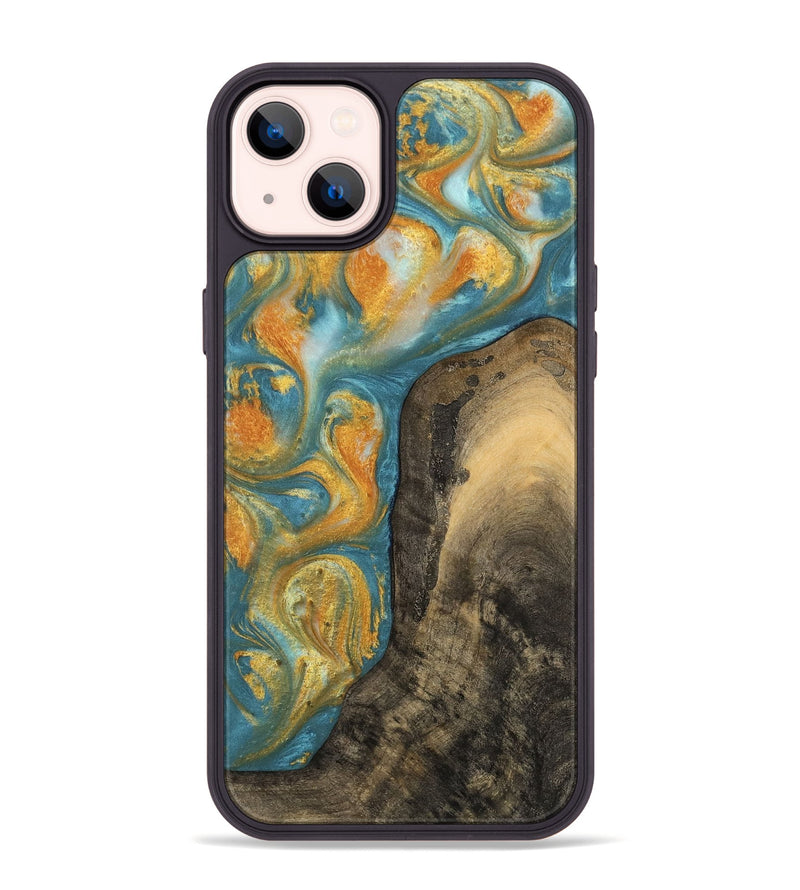 iPhone 14 Plus Wood Phone Case - Dorreen (Teal & Gold, 742221)