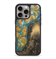 iPhone 16 Pro Max Wood Phone Case - Dorreen (Teal & Gold, 742221)