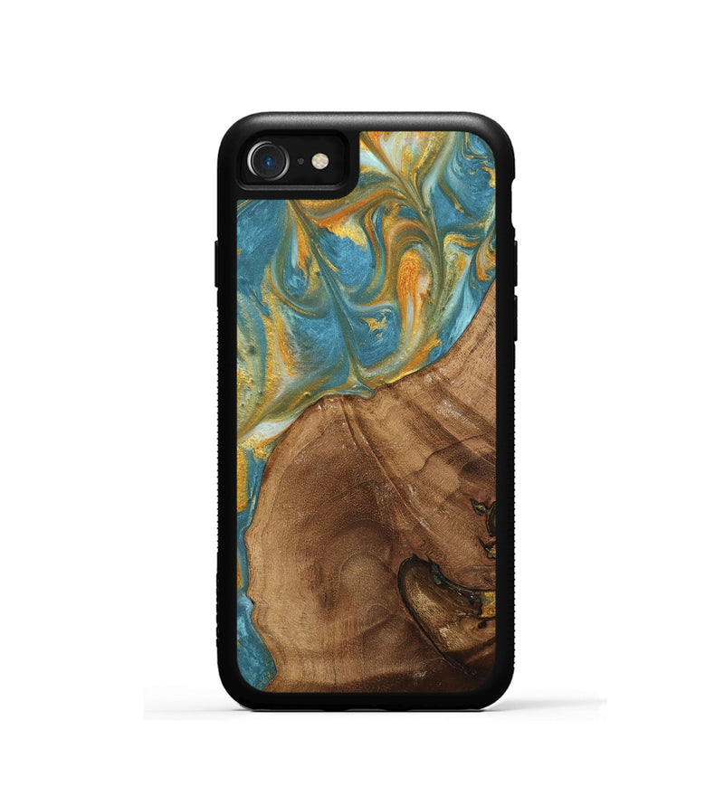 iPhone SE Wood Phone Case - Merb (Teal & Gold, 742229)